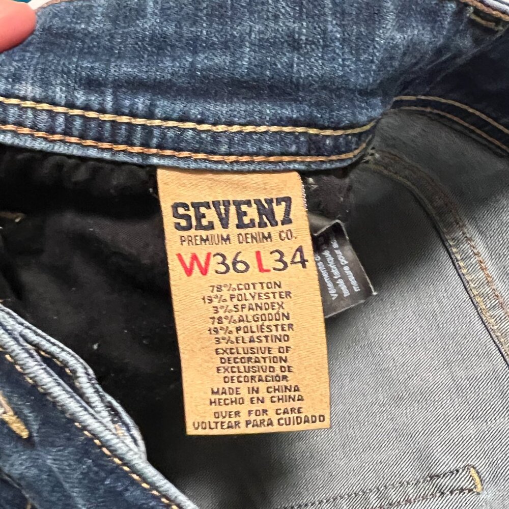 Seven7 Slim Straight Fit Jeans Comfy Stretch Denim Dark Wash Men's size 36x34 - Picture 2 of 7